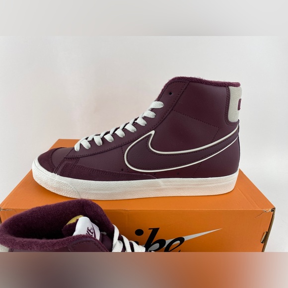 Nike Blazer Mid 77 Premium Night Maroon Men's Sneakers Shoes College DQ7672-600 - Picture 9 of 12